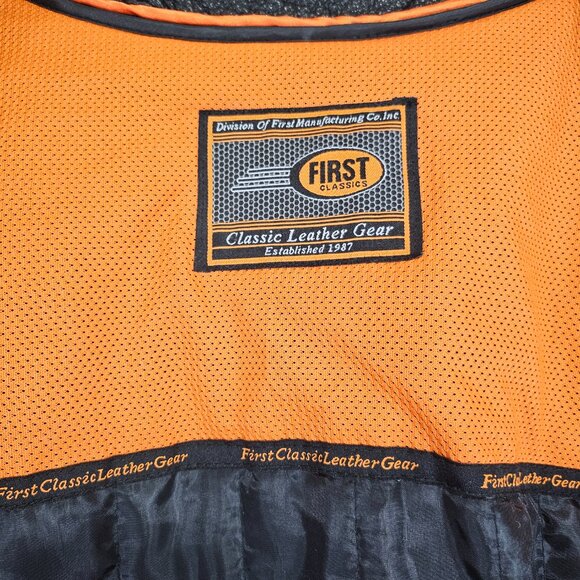 First Classics Jacket Mens Large Black Leather Zip Up Lined Biker Motorcycle - Picture 15 of 15